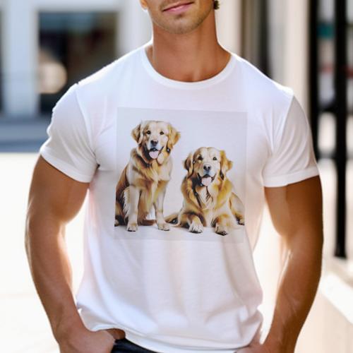 Tシャツ メンズ キッズ 犬ファン 半袖 春夏 犬柄 プリント カジュアル かわいい 人間用 フィットネス ダンス 笑顔 ゴールデンレトリバー 癒し 家族 友情 ペット