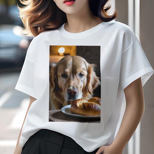 Tシャツ レディース 犬ファン 半袖 春夏 犬柄 プリント カジュアル かわいい 人間用 フィットネス ダンス パン ゴールデンレトリバー