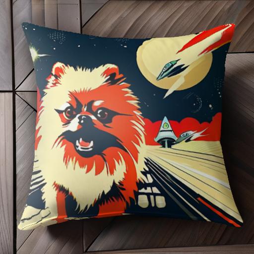宇宙 ペキニーズ スペースシャトル 月 星 クッションカバー 45×45cm アニマル柄 おしゃれ 可愛い クッション本体付き 正方形 犬ファン