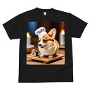 Tシャツ メンズ キッズ 犬ファン 半袖 春夏 犬柄 プリント カジュアル かわいい 人間用 フィットネス ダンス 寿司 コーギー コック帽 木製トレイ キャンドル