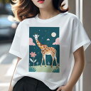 Tシャツ レディース 犬ファン 半袖 春夏 犬柄 プリント カジュアル かわいい 人間用 フィットネス ダンス 花 月 雲 草原 夜空(4)