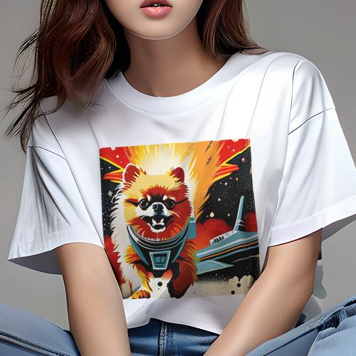 Tシャツ レディース 犬ファン 半袖 春夏 犬柄 プリント カジュアル かわいい 人間用 フィットネス ダンス 宇宙 ポメラニアン スペースシャトル 宇宙服 Tシャツ レディース 犬ファン 半袖 春夏 犬柄 プリント カジュアル かわいい 人間用 フィットネス ダンス 宇宙 ポメラニアン スペースシャトル 宇宙服