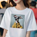 Tシャツ レディース 犬ファン 半袖 春夏 犬柄 プリント カジュアル かわいい 人間用 フィットネス ダンス サングラス イタリアングレーハウンド セーター ジッパー(4)