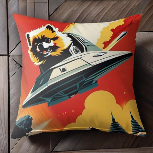 宇宙船 ポメラニアン ロケット 爆発 クッションカバー 45×45cm アニマル柄 おしゃれ 可愛い クッション..