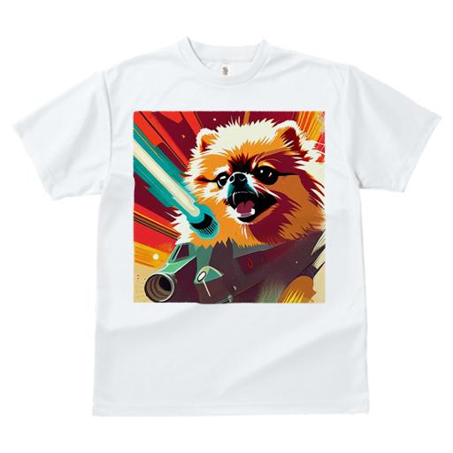 Tシャツ メンズ キッズ 犬ファン 半袖 春夏 犬柄 プリント カジュアル かわいい 人間用 フィットネス ダンス 宇宙 ポメラニアン レーザー SF スペースシップ