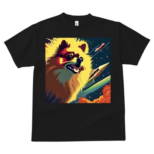 Tシャツ レディース 犬ファン 半袖 春夏 犬柄 プリント カジュアル かわいい 人間用 フィットネス ダンス 宇宙 ポメラニアン ロケット 星