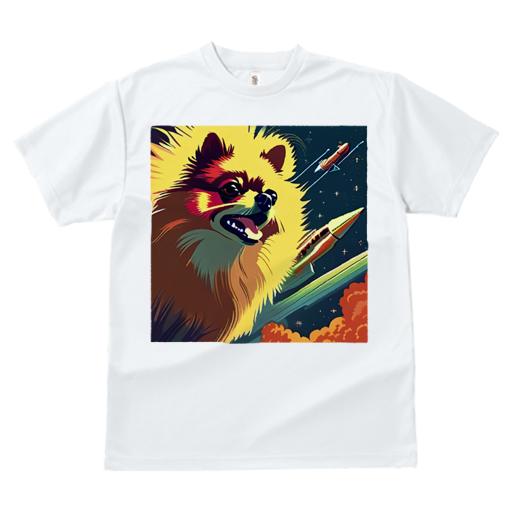 Tシャツ レディース 犬ファン 半袖 春夏 犬柄 プリント カジュアル かわいい 人間用 フィットネス ダンス 宇宙 ポメラニアン ロケット 星