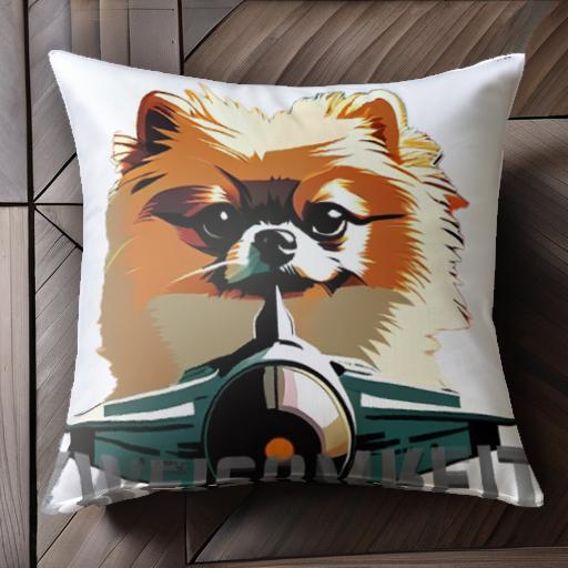 戦闘機 ポメラニアン クッションカバー 45×45cm アニマル柄 おしゃれ 可愛い クッション本体付き 正方形 犬ファン