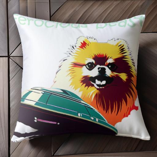 UFO ポメラニアン クッションカバー 45×45cm アニマル柄 おしゃれ 可愛い クッション本体付き 正方形 ..