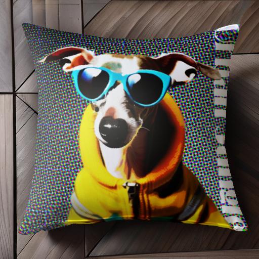 サングラス イタリアングレーハウンド パーカー クッションカバー 45×45cm アニマル柄 おしゃれ 可愛い クッション本体付き 正方形 犬ファン