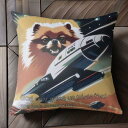 宇宙 ポメラニアン ロケット スペース クッションカバー 45×45cm アニマル柄 おしゃれ 可愛い クッション本体付き 正方形 犬ファン