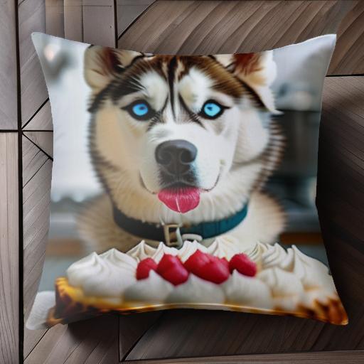 ケーキ シベリアンハスキー スイーツ デザート クッションカバー 45×45cm アニマル柄 おしゃれ 可愛い ..