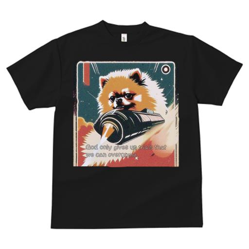 Tシャツ レディース 犬ファン 半袖 春夏 犬柄 プリント カジュアル かわいい 人間用 フィットネス ダンス 宇宙船 ポメラニアン スペース レトロ ポップ