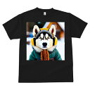 Tシャツ メンズ キッズ 犬ファン 半袖 春夏 犬柄 プリント カジュアル かわいい 人間用 フィットネス ダンス 冬 シベリアンハスキー 帽子 ヘッドホン ジャケット
