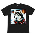 Tシャツ メンズ キッズ 犬ファン 半袖 春夏 犬柄 プリント カジュアル かわいい 人間用 フィットネス ダンス セーター シベリアンハスキー ヘッドホン 冬 雪