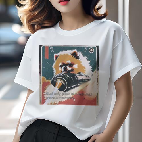 Tシャツ レディース 犬ファン 半袖 春夏 犬柄 プリント カジュアル かわいい 人間用 フィットネス ダンス 宇宙船 ポメラニアン スペース レトロ ポップ Tシャツ レディース 犬ファン 半袖 春夏 犬柄 プリント カジュアル かわいい 人間用 フィットネス ダンス 宇宙船 ポメラニアン スペース レトロ ポップ