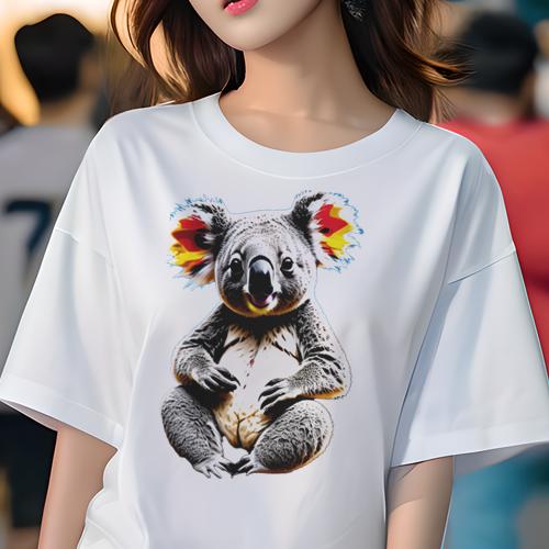 Tシャツ レディース 犬ファン 半袖 春夏 犬柄 プリント カジュアル かわいい 人間用 フィットネス ダンス コアラ かわいい 動物 ぬいぐるみ イラスト