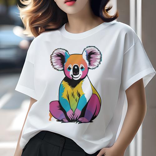 Tシャツ レディース 犬ファン 半袖 春夏 犬柄 プリント カジュアル かわいい 人間用 フィットネス ダンス コアラ ポップアート カラフル アート Tシャツ レディース 犬ファン 半袖 春夏 犬柄 プリント カジュアル かわいい 人間用 フィットネス ダンス コアラ ポップアート カラフル アート