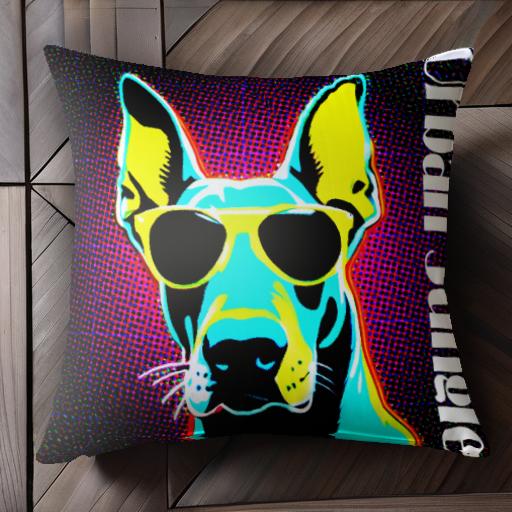 サングラス ドーベルマン クッションカバー 45×45cm アニマル柄 おしゃれ 可愛い クッション本体付き 正方形 犬ファン