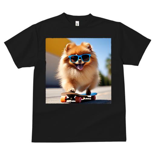 Tシャツ メンズ キッズ 犬ファン 半袖 春夏 犬柄 プリント カジュアル かわいい 人間用 フィットネス ダンス スケートボード ポメラニアン サングラス