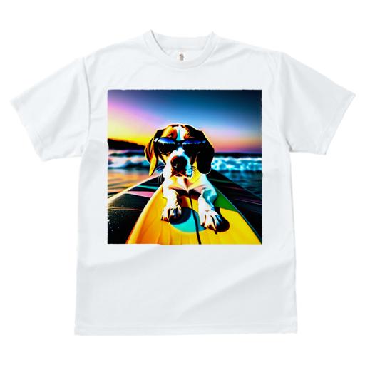 Tシャツ レディース 犬ファン 半袖 春夏 犬柄 プリント カジュアル かわいい 人間用 フィットネス ダンス サーフィン ビーグル 海 夕焼け サングラス