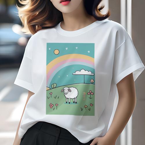 Tシャツ レディース 犬ファン 半袖 春夏 犬柄 プリント カジュアル かわいい 人間用 フィットネス ダンス 虹 太陽 雲 花 草原 Tシャツ レディース 犬ファン 半袖 春夏 犬柄 プリント カジュアル かわいい 人間用 フィットネス ダンス 虹 太陽 雲 花 草原