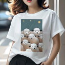 Tシャツ レディース 犬ファン 半袖 春夏 犬柄 プリント カジュアル かわいい 人間用 フィットネス ダンス 夜空 月 星(4)
