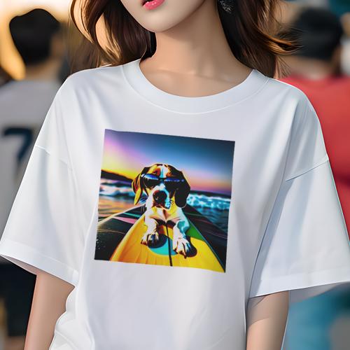Tシャツ レディース 犬ファン 半袖 春夏 犬柄 プリント カジュアル かわいい 人間用 フィットネス ダンス サーフィン ビーグル 海 夕焼け サングラス Tシャツ レディース 犬ファン 半袖 春夏 犬柄 プリント カジュアル かわいい 人間用 フィットネス ダンス サーフィン ビーグル 海 夕焼け サングラス