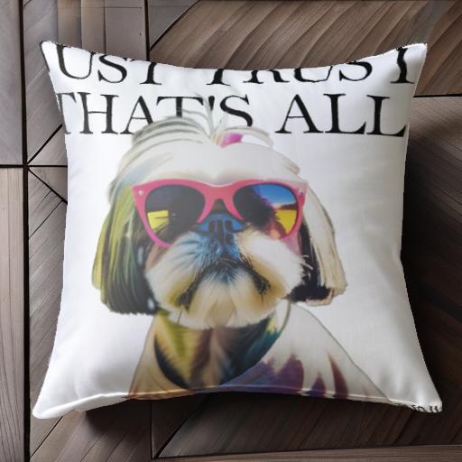 サングラス シーズー Tシャツ クッションカバー 45×45cm アニマル柄 おしゃれ 可愛い クッション本体付き 正方形 犬ファン