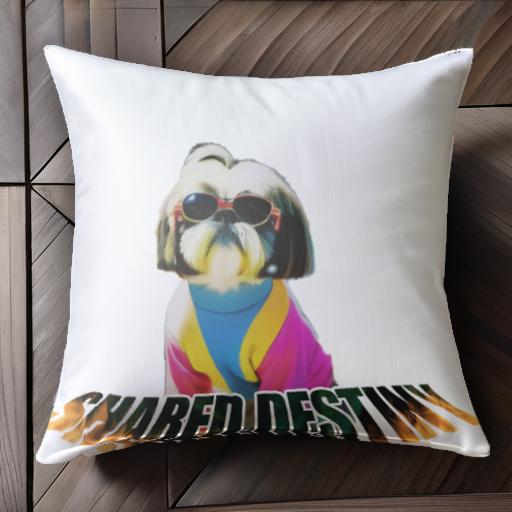 Tシャツ シーズー サングラス クッションカバー 45×45cm アニマル柄 おしゃれ 可愛い クッション本体付き 正方形 犬ファン