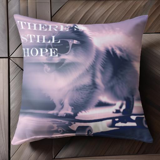 スケートボード ポメラニアン クッションカバー 45×45cm アニマル柄 おしゃれ 可愛い クッション本体付..