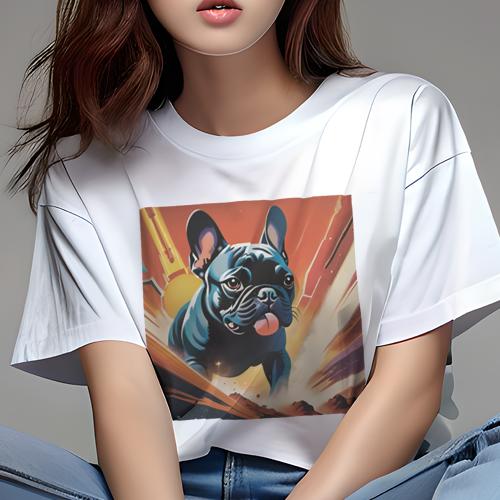 Tシャツ レディース 犬ファン 半袖 春夏 犬柄 プリント カジュアル かわいい 人間用 フィットネス ダン..