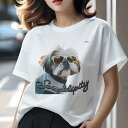 Tシャツ レディース 犬ファン 半袖 春夏 犬柄 プリント カジュアル かわいい 人間用 フィットネス ダンス サングラス シーズー 服(4)