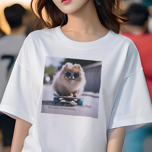 Tシャツ レディース 犬ファン 半袖 春夏 犬柄 プリント カジュアル かわいい 人間用 フィットネス ダン..