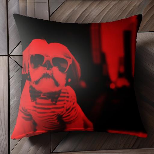 サングラス シーズー ボーダーシャツ 蝶ネクタイ クッションカバー 45×45cm アニマル柄 おしゃれ 可愛い クッション本体付き 正方形 犬ファン