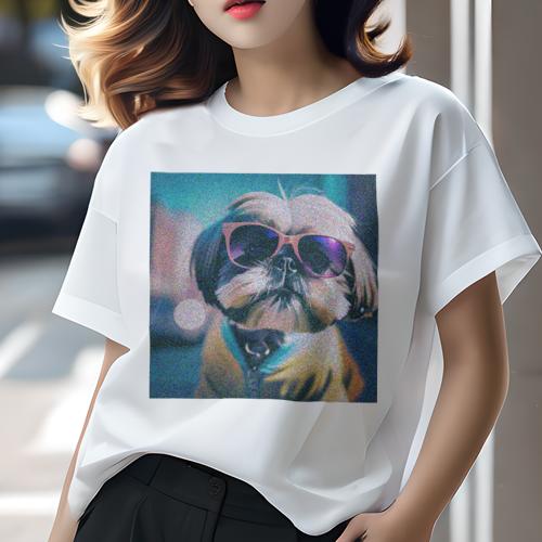 Tシャツ レディース 犬ファン 半袖 春夏 犬柄 プリント カジュアル かわいい 人間用 フィットネス ダン..