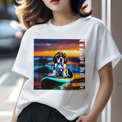 Tシャツ レディース 犬ファン 半袖 春夏 犬柄 プリント カジュアル かわいい 人間用 フィットネス ダンス サングラス ビーグル スケートボード Tシャツ レディース 犬ファン 半袖 春夏 犬柄 プリント カジュアル かわいい 人間用 フィットネス ダンス サングラス ビーグル スケートボード