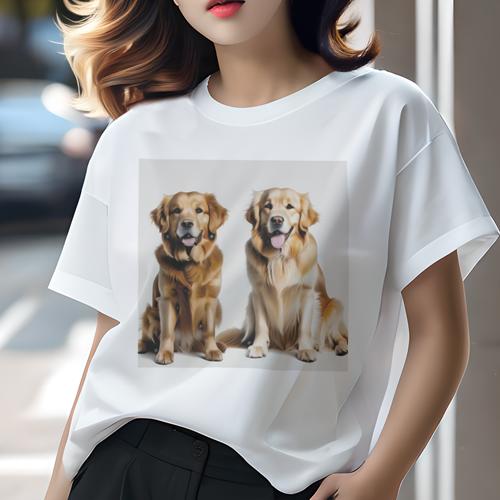 Tシャツ レディース 犬ファン 半袖 春夏 犬柄 プリント カジュアル かわいい 人間用 フィットネス ダンス ゴールデンレトリバー Tシャツ レディース 犬ファン 半袖 春夏 犬柄 プリント カジュアル かわいい 人間用 フィットネス ダンス ゴールデンレトリバー