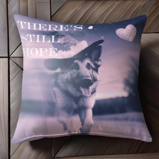 コスチューム ジャーマンシェパード 帽子 ハート クッションカバー 45×45cm アニマル柄 おしゃれ 可愛い クッション本体付き 正方形 犬ファン