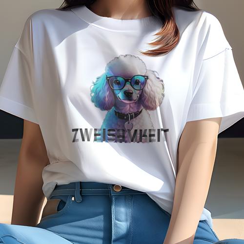 楽天フロントップ楽天市場店Tシャツ レディース 犬ファン 半袖 春夏 犬柄 プリント カジュアル かわいい 人間用 フィットネス ダンス メガネ プードル アクセサリー