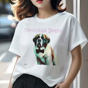 Tシャツ レディース 犬ファン 半袖 春夏 犬柄 プリント カジュアル かわいい 人間用 フィットネス ダンス 蝶ネクタイ セントバーナード(4)