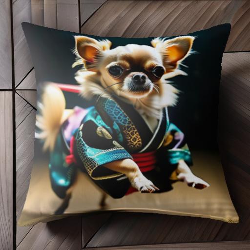 着物 チワワ クッションカバー 45×45cm アニマル柄 おしゃれ 可愛い クッション本体付き 正方形 犬ファン