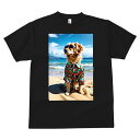 Tシャツ メンズ キッズ 犬ファン 半袖 春夏 犬柄 プリント カジュアル かわいい 人間用 フィットネス ダンス アロハシャツ ゴールデンレトリバー ビーチ 海 サングラス