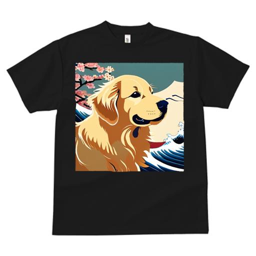 Tシャツ メンズ キッズ 犬ファン 半袖 春夏 犬柄 プリント カジュアル かわいい 人間用 フィットネス ダンス 桜 ゴールデンレトリバー 波 日本画