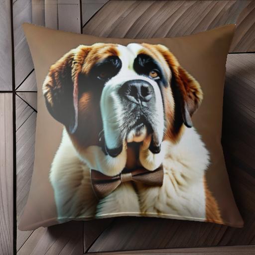 蝶ネクタイ セントバーナード クッションカバー 45×45cm アニマル柄 おしゃれ 可愛い クッション本体付..