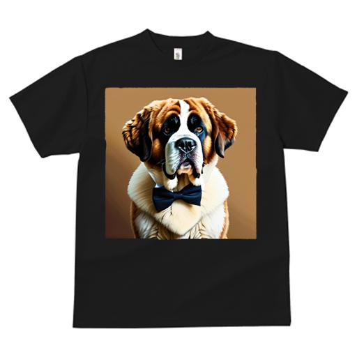 Tシャツ メンズ キッズ 犬ファン 半袖 春夏 犬柄 プリント カジュアル かわいい 人間用 フィットネス ダンス 蝶ネクタイ セントバーナード