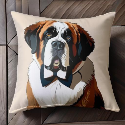 蝶ネクタイ セントバーナード クッションカバー 45×45cm アニマル柄 おしゃれ 可愛い クッション本体付き 正方形 犬ファン