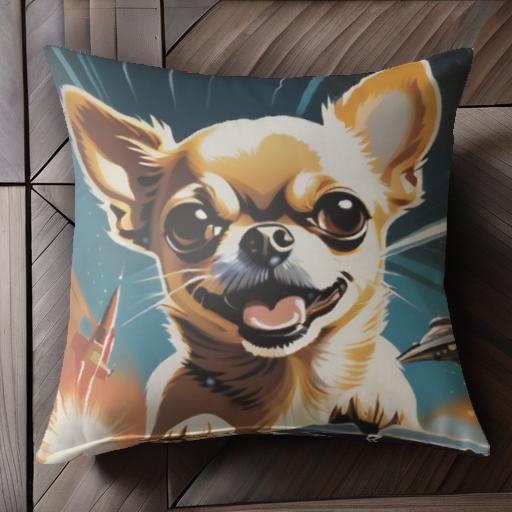 宇宙 チワワ ロケット 宇宙船 クッションカバー 45×45cm アニマル柄 おしゃれ 可愛い クッション本体付き 正方形 犬ファン