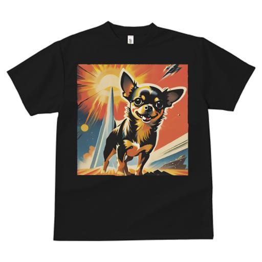 Tシャツ レディース 犬ファン 半袖 春夏 犬柄 プリント カジュアル かわいい 人間用 フィットネス ダンス 太陽 チワワ ロケット 宇宙船