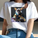 Tシャツ レディース 犬ファン 半袖 春夏 犬柄 プリント カジュアル かわいい 人間用 フィットネス ダンス 着物 チワワ(4)